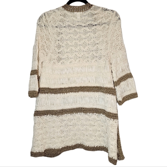 Chico's Knit Cardigan Cream Tan Bronze Open Front Size Medium (Size 1) - Picture 7 of 16